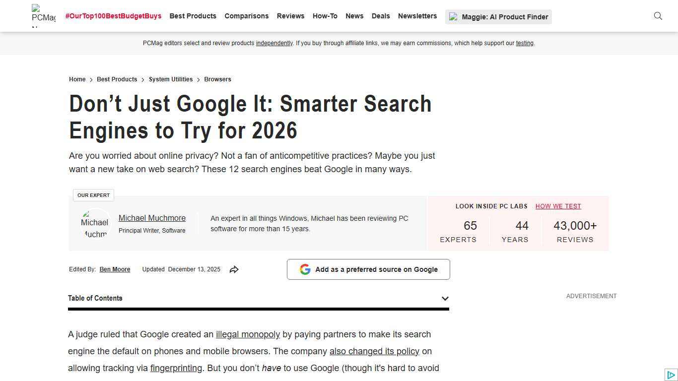 The Best Alternative Search Engines We've Tested for 2026 PCMag